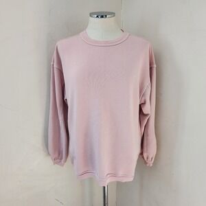 Aerie Oversized Crew Neck Sweatshirt Light Pink XXS Cotton Blend Pullover